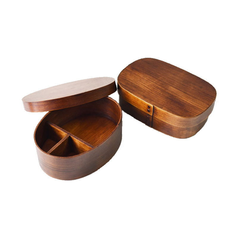 Japanese Style Bento Box Wooden Lunch Box Solid Wood Partition - Walfos® Kitchenware