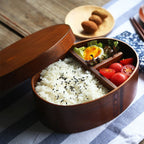 Japanese Style Bento Box Wooden Lunch Box Solid Wood Partition - Walfos® Kitchenware