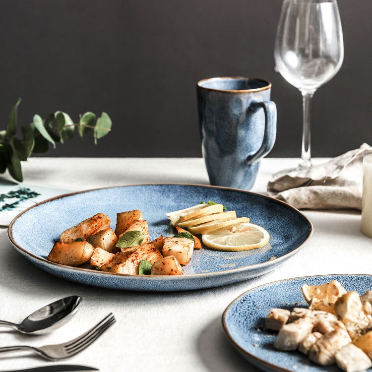Japanese Style Ceramic Flat Plate Salad Plate Steak Plate - Walfos® Kitchenware