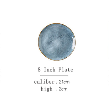 Japanese Style Ceramic Flat Plate Salad Plate Steak Plate - Walfos® Kitchenware