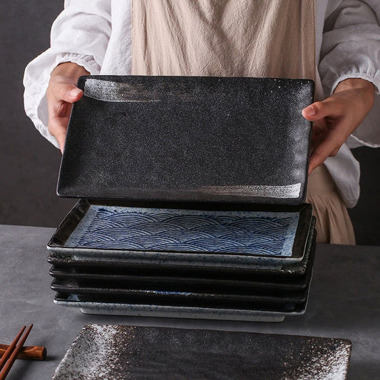 Japanese Style Ceramic Plate Rectangular Sushi Plate Plate Dish Household Hotel Tableware - Walfos® Kitchenware