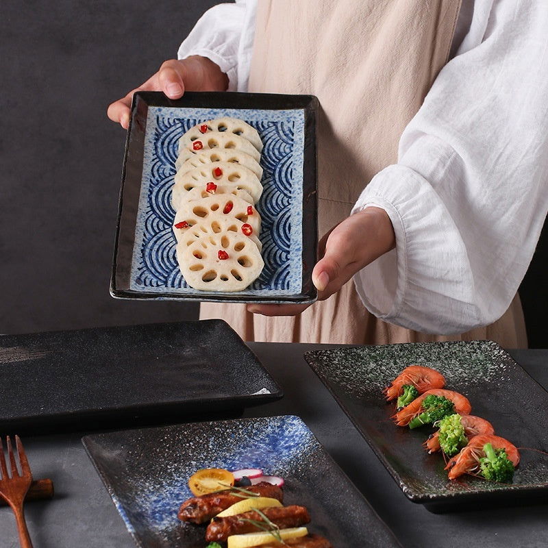 Japanese Style Ceramic Plate Rectangular Sushi Plate Plate Dish Household Hotel Tableware - Walfos® Kitchenware