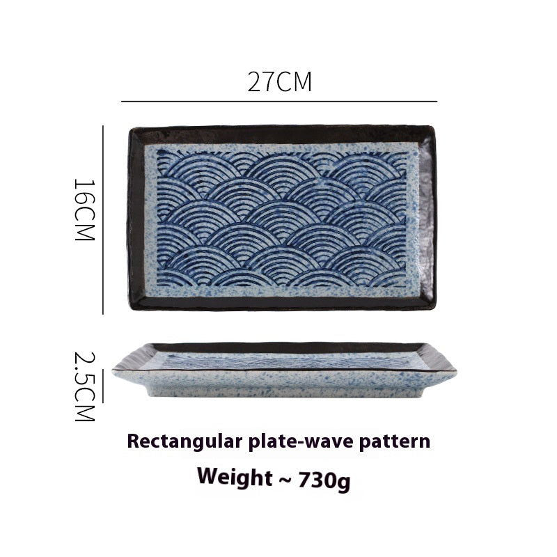 Japanese Style Ceramic Plate Rectangular Sushi Plate Plate Dish Household Hotel Tableware - Walfos® Kitchenware