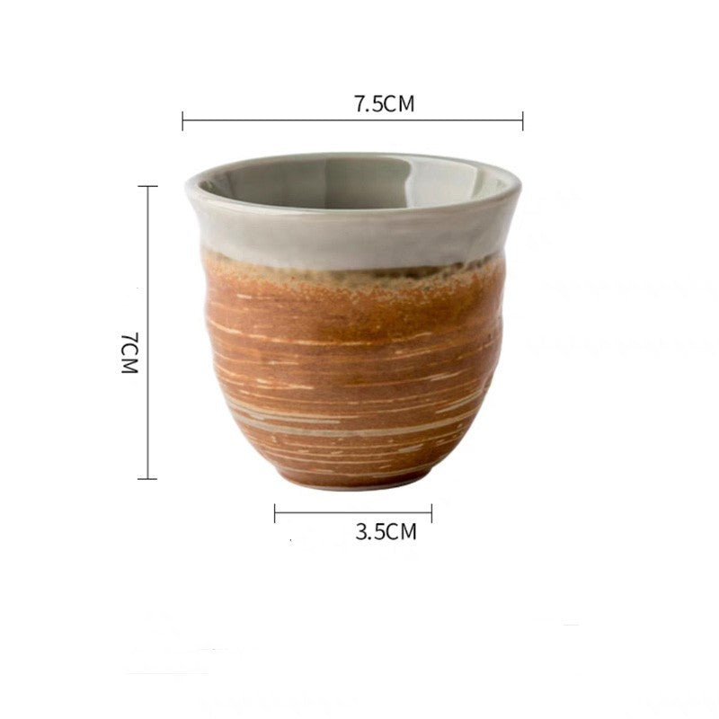 Japanese Style Coarse Pottery Cup Retro Hand Made Tea Cup Gradient Color Cup - Walfos® Kitchenware