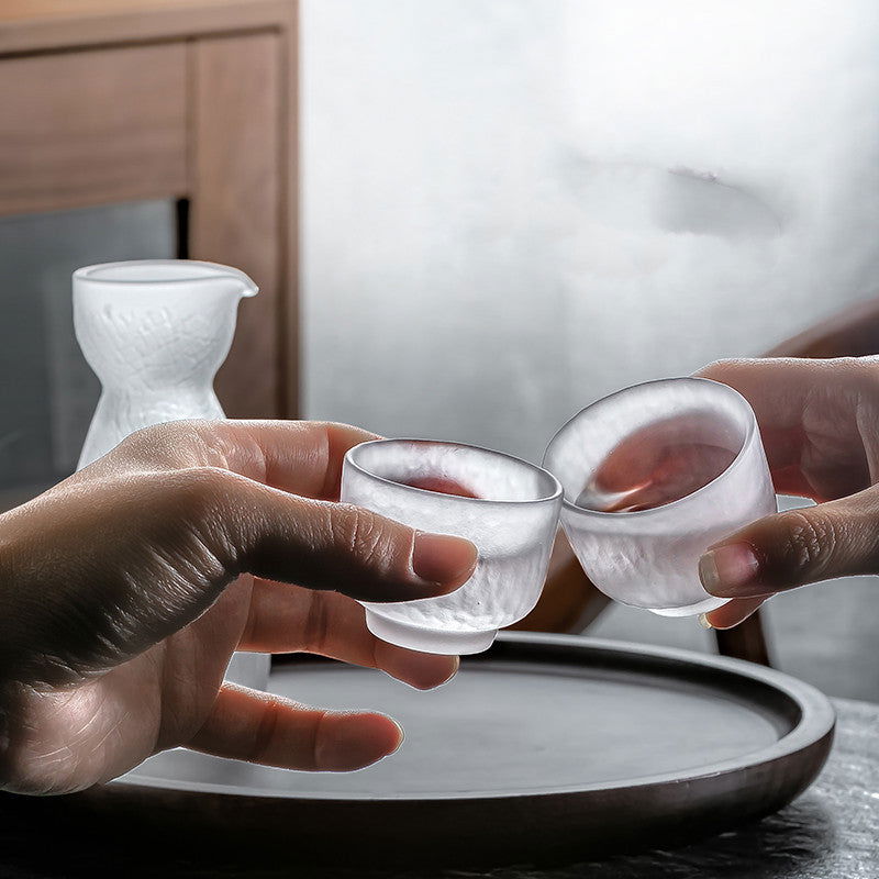 Japanese Style Frosted Sake Jug Set Glass Drinking Utensils - Walfos® Kitchenware