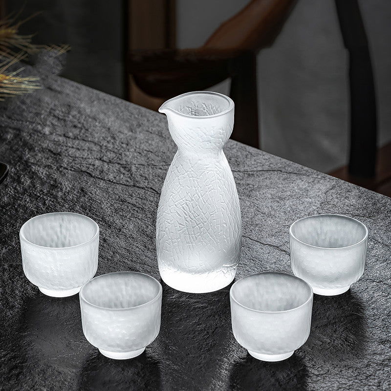Japanese Style Frosted Sake Jug Set Glass Drinking Utensils - Walfos® Kitchenware