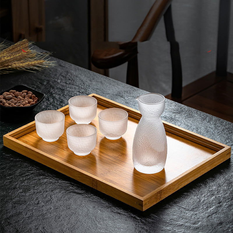 Japanese Style Frosted Sake Jug Set Glass Drinking Utensils - Walfos® Kitchenware