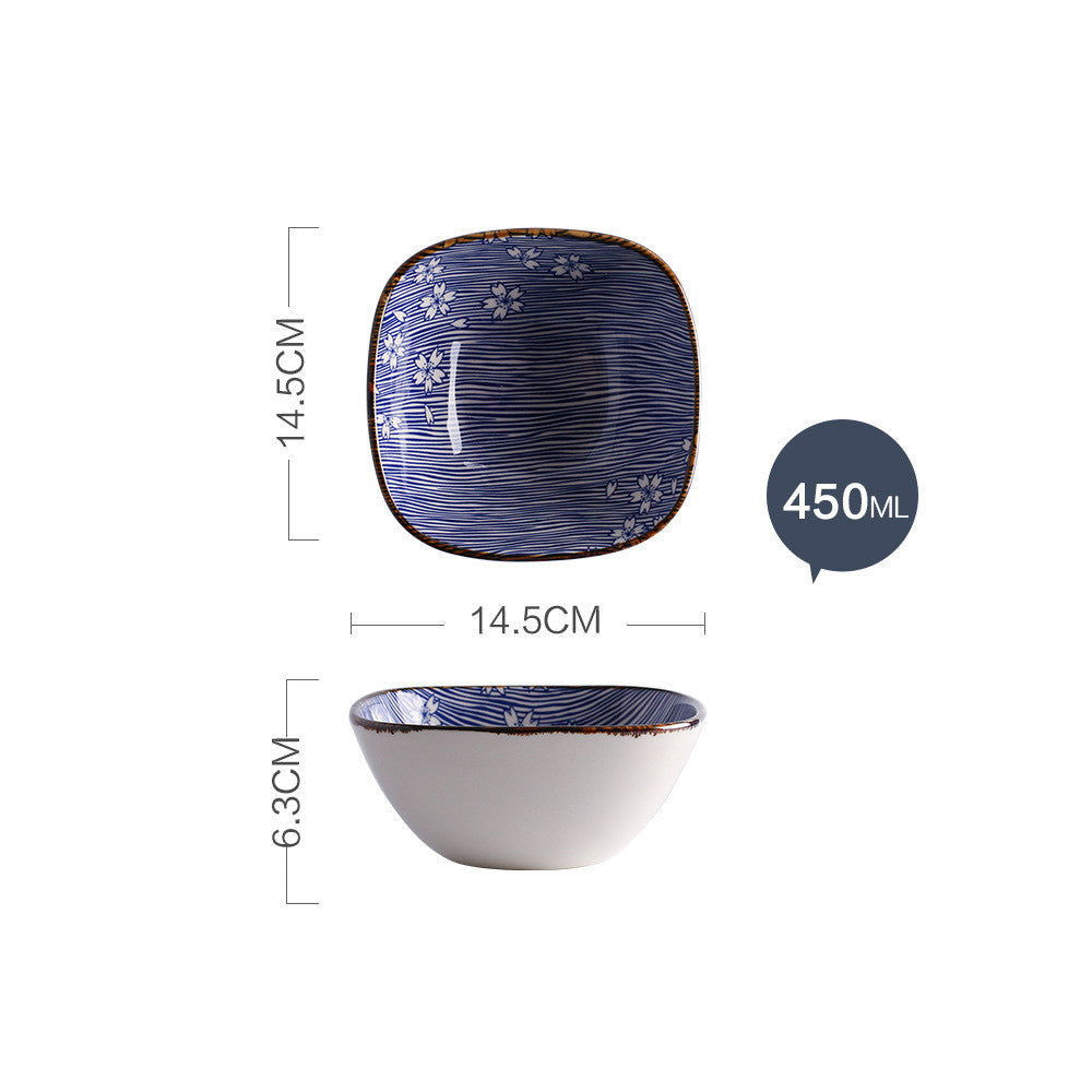 Japanese Style Hand-painted Ceramic Tableware Rice Bowl Soup Bowl Noodle Bowl Plate - Walfos® Kitchenware