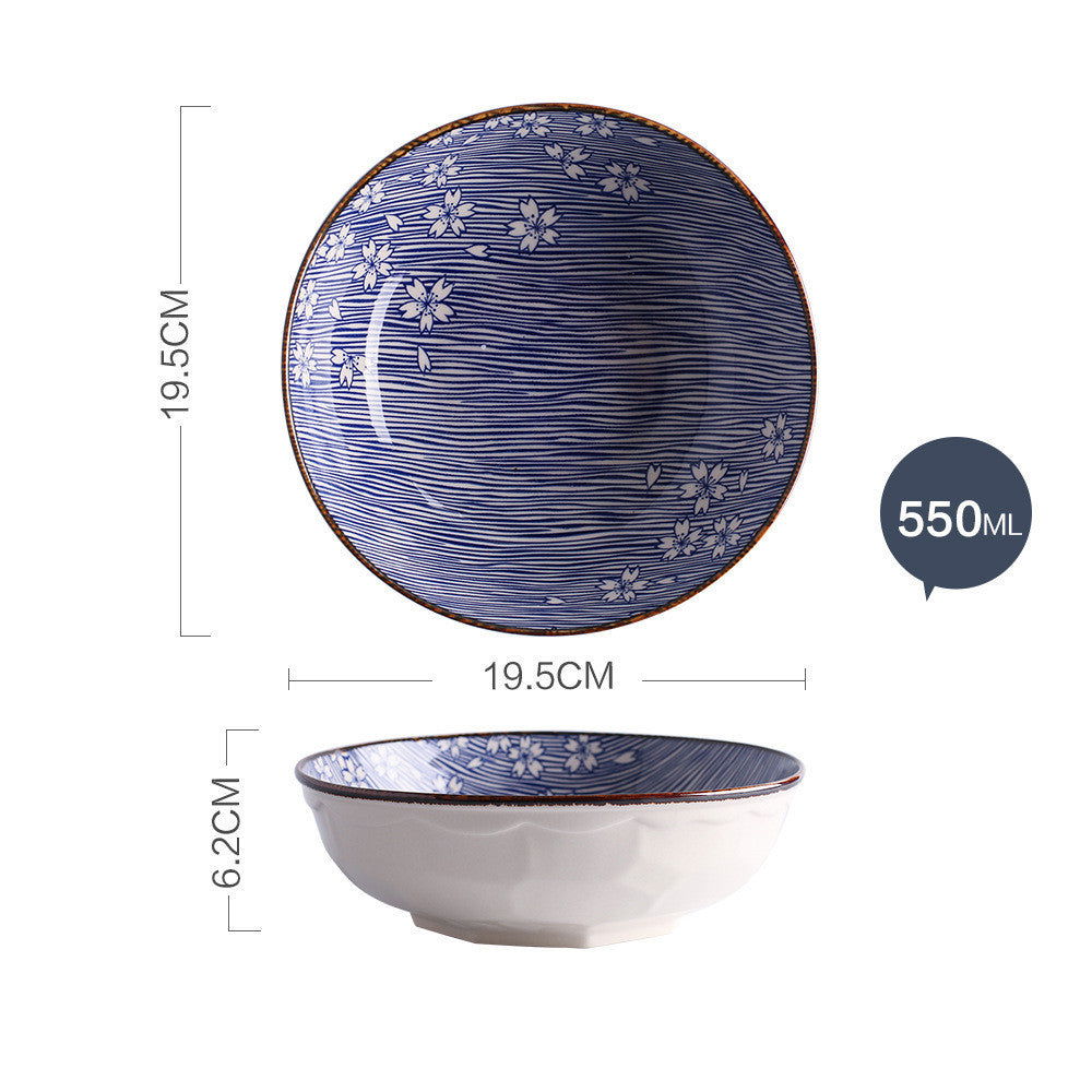 Japanese Style Hand-painted Ceramic Tableware Rice Bowl Soup Bowl Noodle Bowl Plate - Walfos® Kitchenware