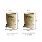 Japanese Style Hand Drawn Ceramic Chopsticks Holder Commercial Household Draining Chopsticks Shelf Boxes Cutlery Tray Kitchen Storage - Walfos® Kitchenware