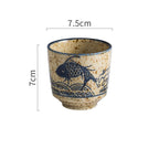 Japanese Style Retro Ceramic Small Pastoral Bird And Beast Tea Cup - Walfos® Kitchenware