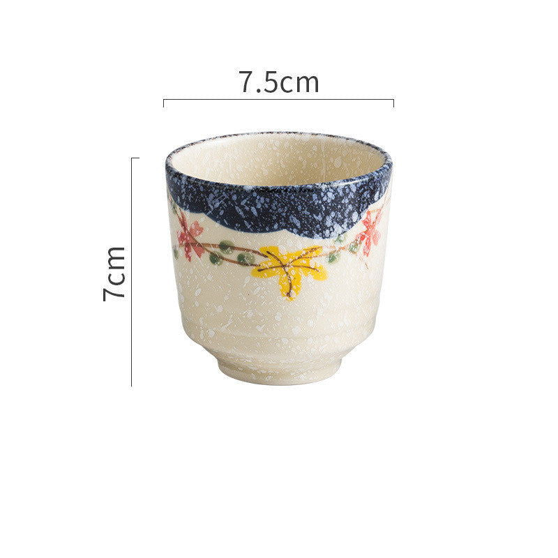 Japanese Style Retro Ceramic Small Pastoral Bird And Beast Tea Cup - Walfos® Kitchenware