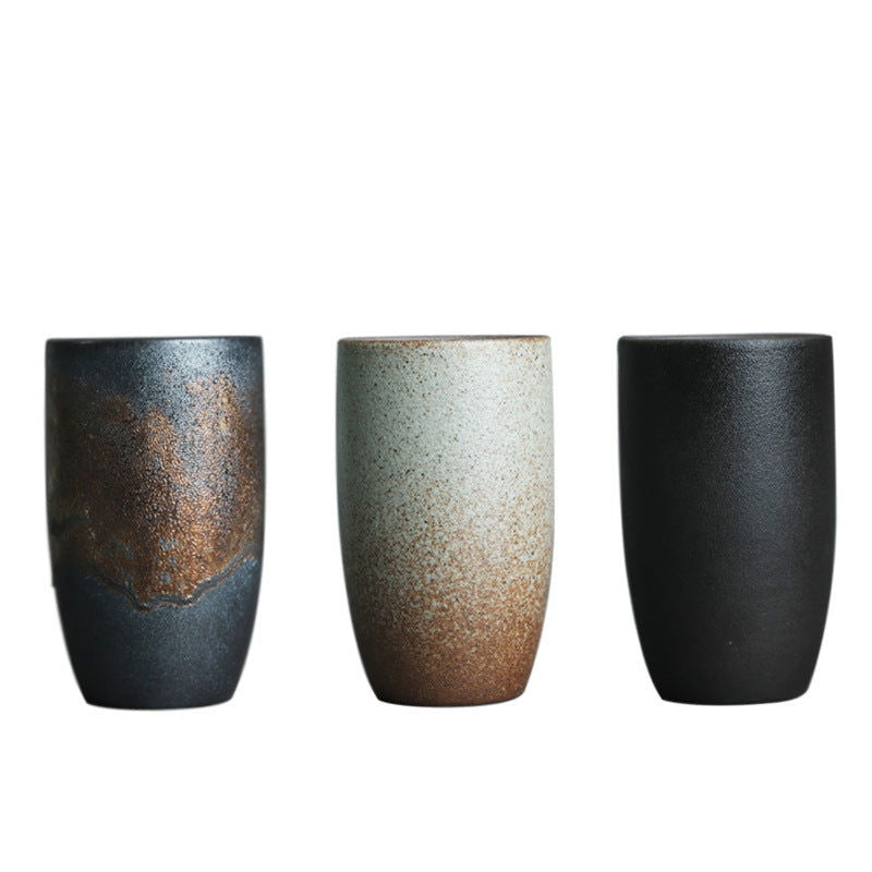 Japanese Style Retro Stoneware Large Straight Mouth Office Tea Cup - Walfos® Kitchenware