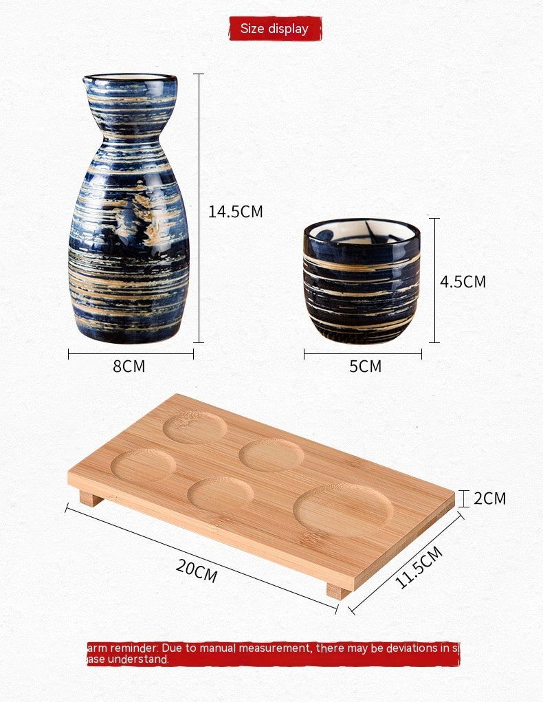 Japanese Style Sake Bottle Hand-painted One Pot Of Four Cup Set - Walfos® Kitchenware