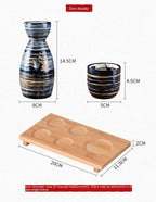 Japanese Style Sake Bottle Hand-painted One Pot Of Four Cup Set - Walfos® Kitchenware