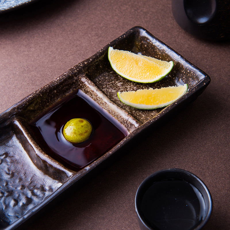 Japanese Style Three Grid Sauce Dish Japanese Style - Walfos® Kitchenware