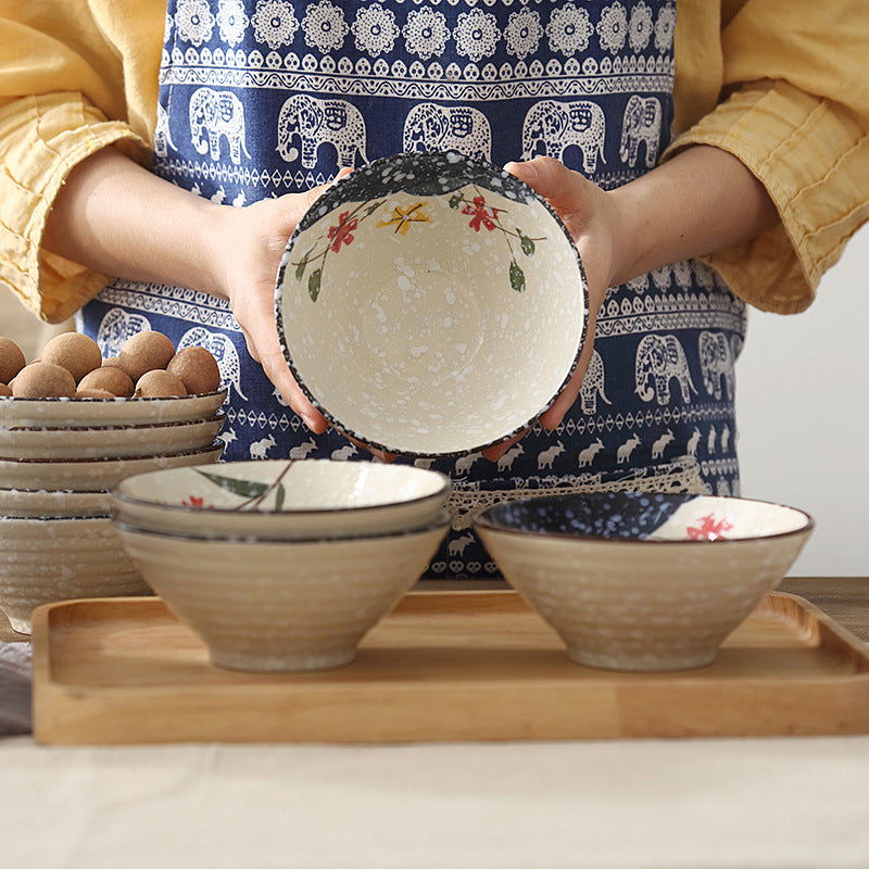 Japanese Style Underglaze Porcelain Hand Painted Trumpet Bowl Big Bowl - Walfos® Kitchenware