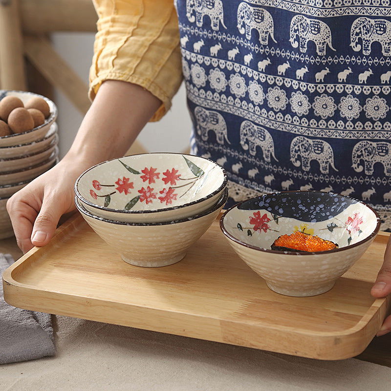 Japanese Style Underglaze Porcelain Hand Painted Trumpet Bowl Big Bowl - Walfos® Kitchenware