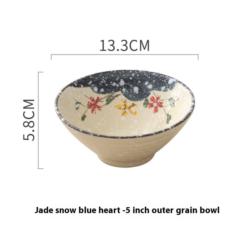 Japanese Style Underglaze Porcelain Hand Painted Trumpet Bowl Big Bowl - Walfos® Kitchenware