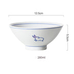 Japanese Underglaze Ceramic Rice Bowl And Small Soup Bowl - Walfos® Kitchenware