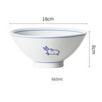 Japanese Underglaze Ceramic Rice Bowl And Small Soup Bowl - Walfos® Kitchenware