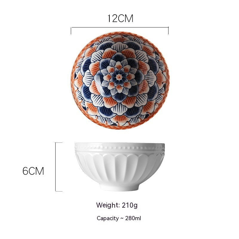 Japanese Vine Flower Ceramic Bowl - Walfos® Kitchenware