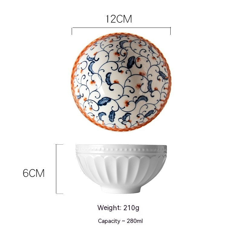 Japanese Vine Flower Ceramic Bowl - Walfos® Kitchenware
