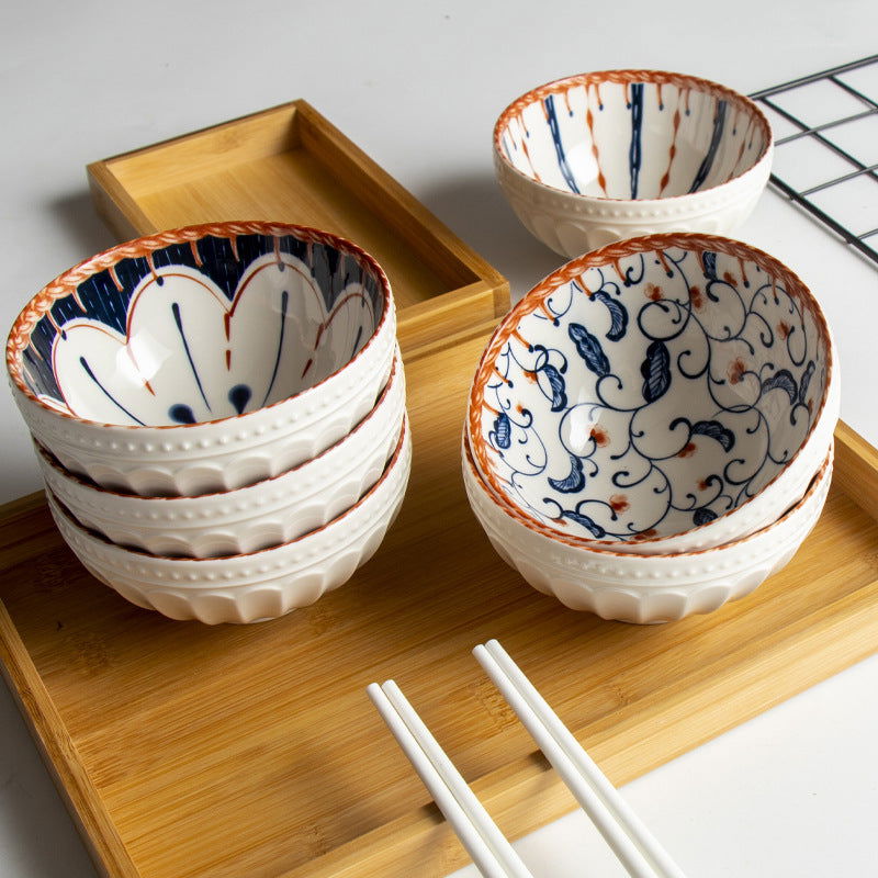Japanese Vine Flower Ceramic Bowl - Walfos® Kitchenware