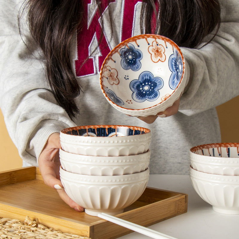 Japanese Vine Flower Ceramic Bowl - Walfos® Kitchenware