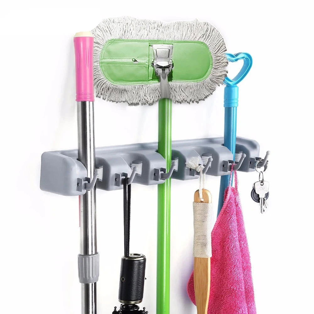 Kitchen Organizer Wall Mounted Kitchen Shelf Storage Holder for Mop Brush Broom Mops Hanger Organizer Too - Walfos® Kitchenware