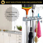 Kitchen Organizer Wall Mounted Kitchen Shelf Storage Holder for Mop Brush Broom Mops Hanger Organizer Too - Walfos® Kitchenware