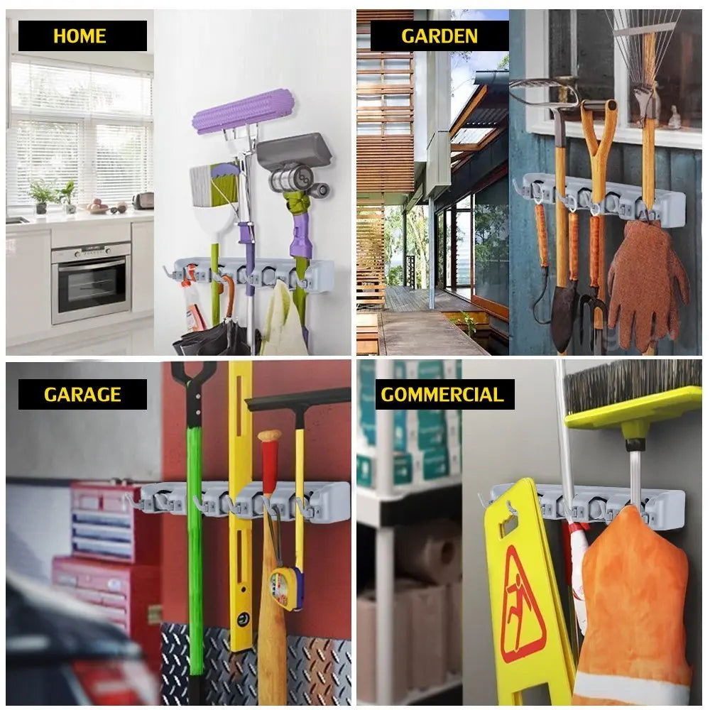 Kitchen Organizer Wall Mounted Kitchen Shelf Storage Holder for Mop Brush Broom Mops Hanger Organizer Too - Walfos® Kitchenware