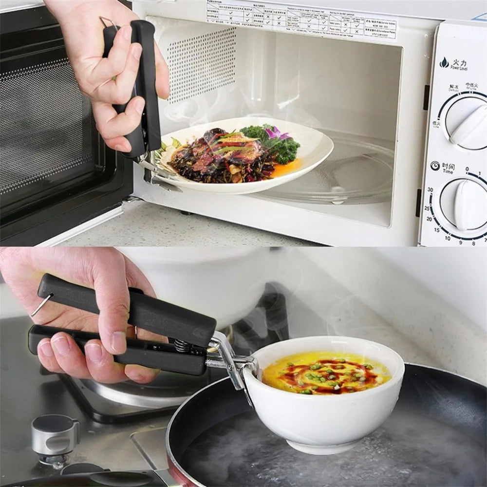 Kitchen Stainless Steel Exquisite Bowl Pot Pan Gripper Clip Hot Dish Plate Bowl Clip Retriever Tongs - Walfos® Kitchenware