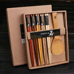 Log chopsticks rice spoon gift box set Japanese tableware promotional gifts wedding gift - Walfos® Kitchenware