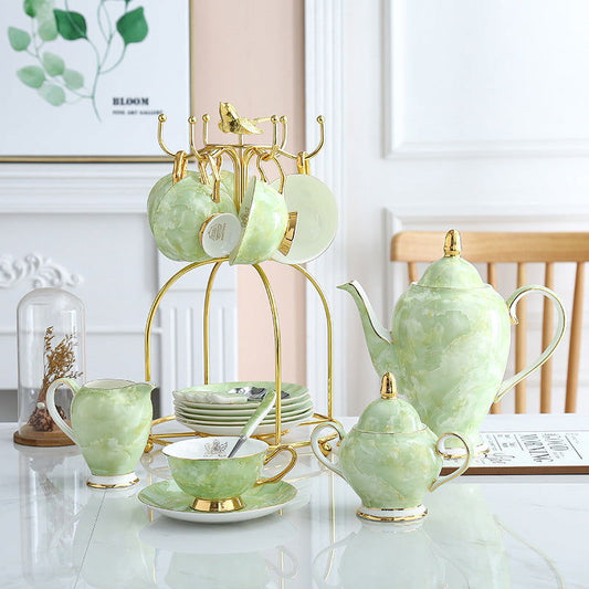 Modern Minimalist Coffee Set With Bone China Tracing Gold - Walfos® Kitchenware