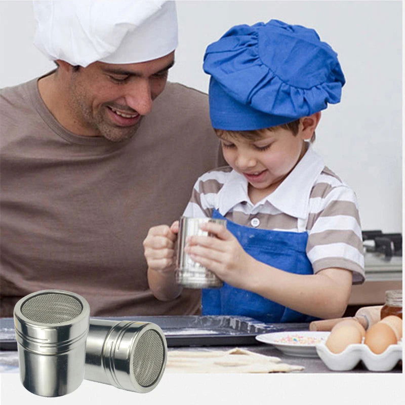 New Stainless Steel Chocolate Shaker Cocoa Flour Salt Powder Icing Sugar Cappuccino Coffee Sifter Lid Shaker Kitchen Tools - Walfos® Kitchenware