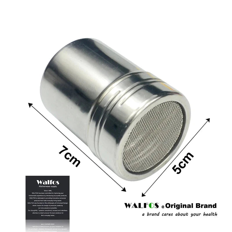 New Stainless Steel Chocolate Shaker Cocoa Flour Salt Powder Icing Sugar Cappuccino Coffee Sifter Lid Shaker Kitchen Tools - Walfos® Kitchenware