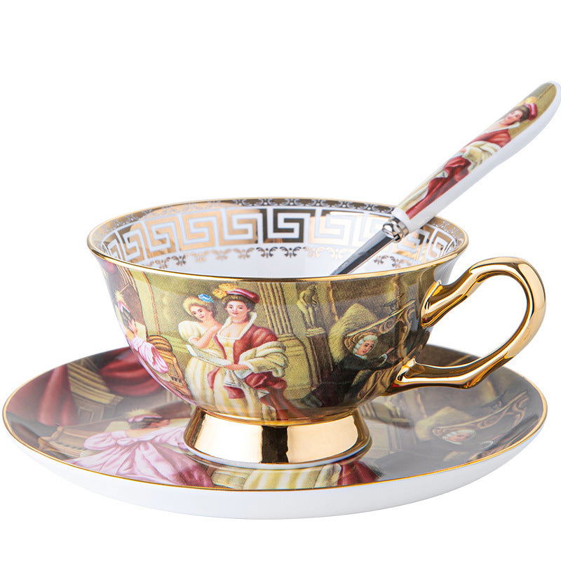 Noble Lady European Style Bone China Coffee Cup And Saucer Suit - Walfos® Kitchenware