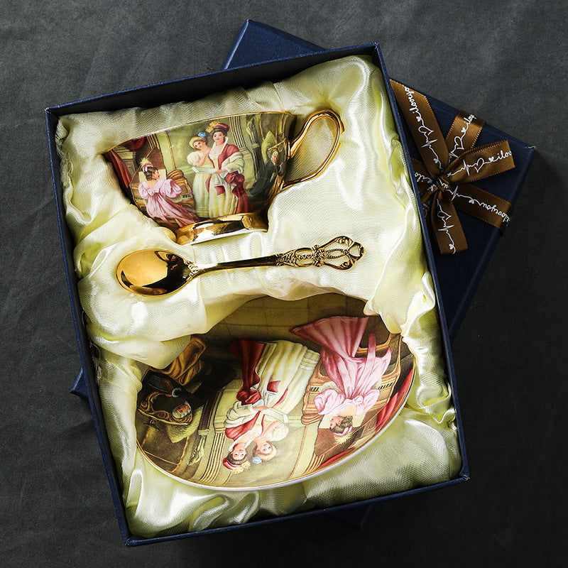 Noble Lady European Style Bone China Coffee Cup And Saucer Suit - Walfos® Kitchenware