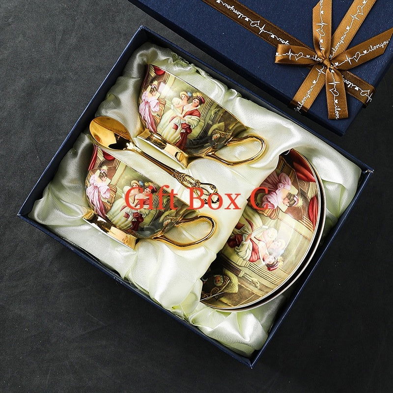 Noble Lady European Style Bone China Coffee Cup And Saucer Suit - Walfos® Kitchenware