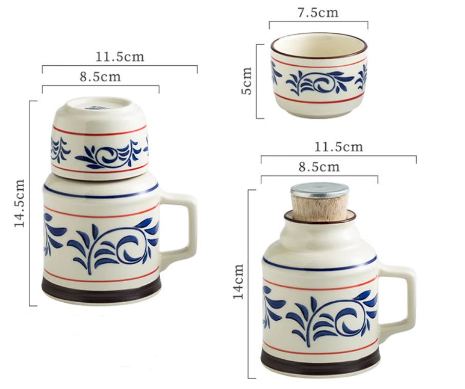 One Pot One Cup Japanese Style Liquor Set Retro Tea Cup - Walfos® Kitchenware