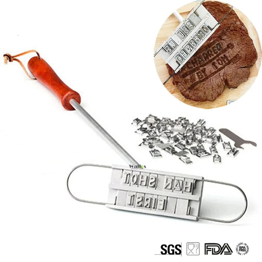 Personality Steak Meat Barbecue BBQ Meat Branding Iron With Changeable Letters BBQ Tool Changeable 55 Letters IC871734 - Walfos® Kitchenware