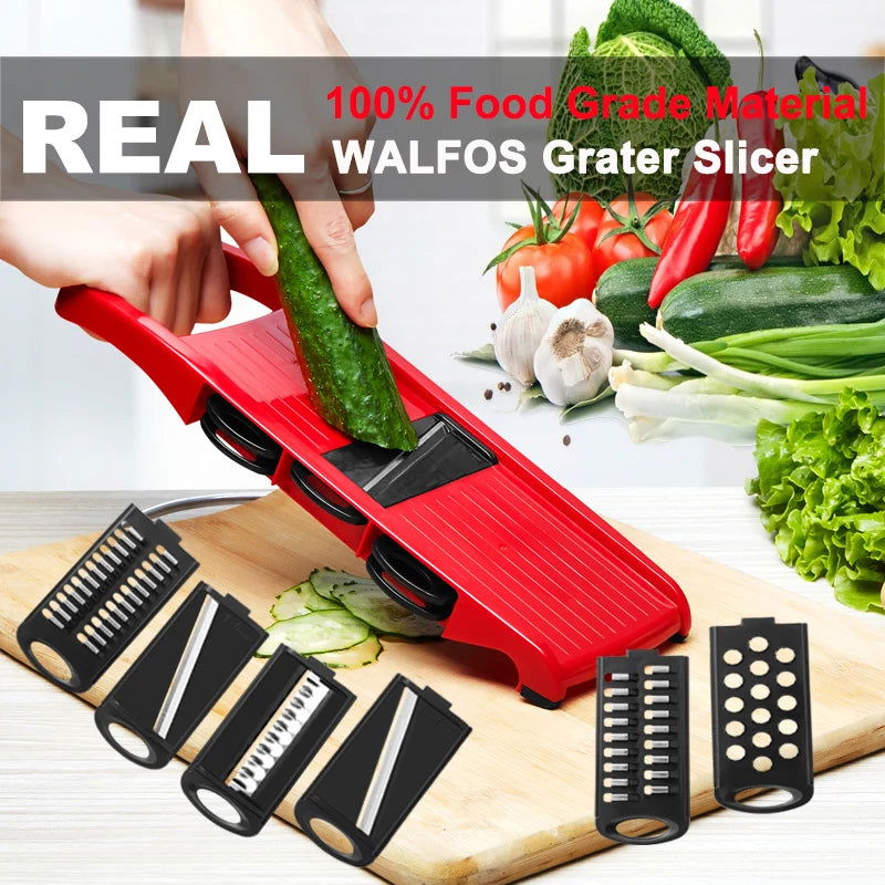 Plastic Vegetable Fruit Slicers & Cutter With Adjustable Stainless Steel Blades Carrot Potato Onion Grater CKC1363 - Walfos® Kitchenware