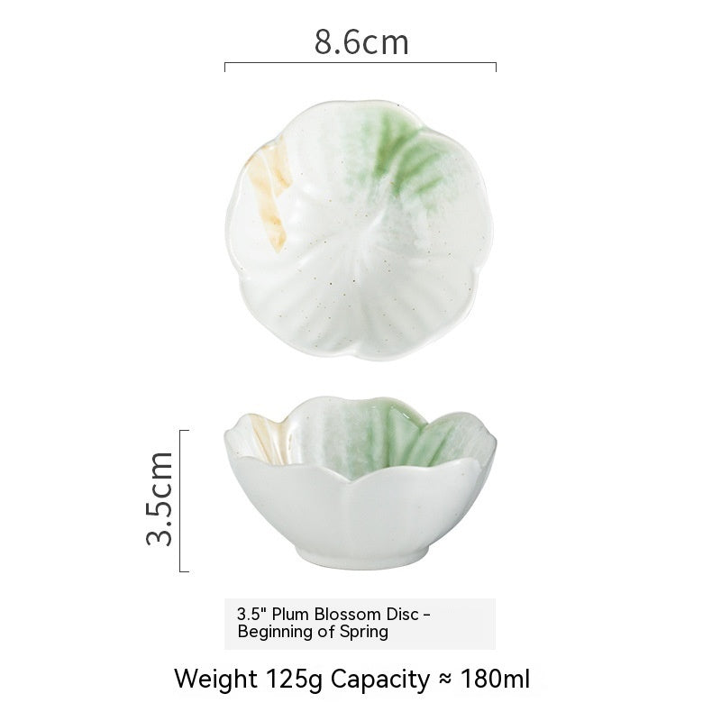 Plum-shaped Dish Ceramic Household Sauce Dipping Seasoning - Walfos® Kitchenware