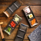 Rectangular Sauce Ceramic Three-grid Seasoning Dish - Walfos® Kitchenware