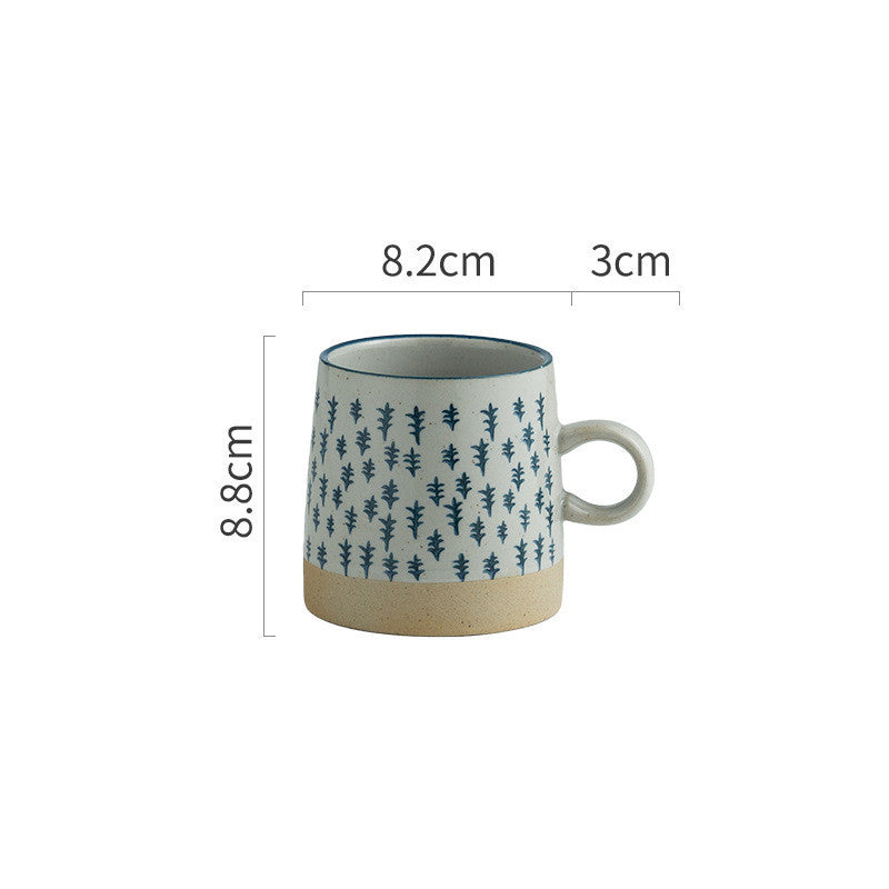 Retro Coffee Cup Ceramic Cup Japanese Garden Tea Cup Water Cup Embossed Stoneware Mug Couple Cup - Walfos® Kitchenware