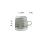 Retro Coffee Cup Ceramic Cup Japanese Garden Tea Cup Water Cup Embossed Stoneware Mug Couple Cup - Walfos® Kitchenware