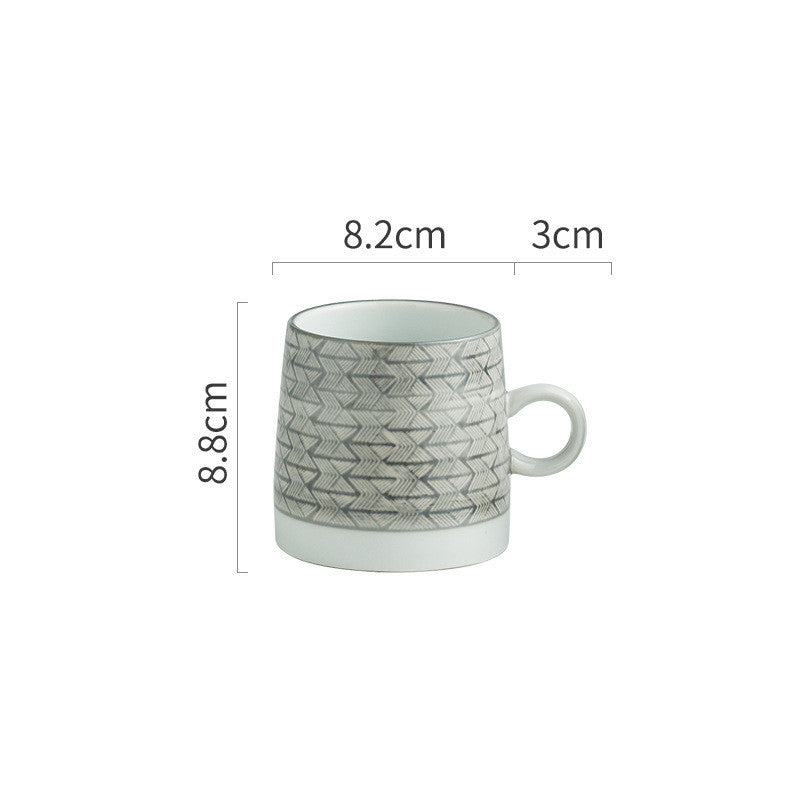 Retro Coffee Cup Ceramic Cup Japanese Garden Tea Cup Water Cup Embossed Stoneware Mug Couple Cup - Walfos® Kitchenware