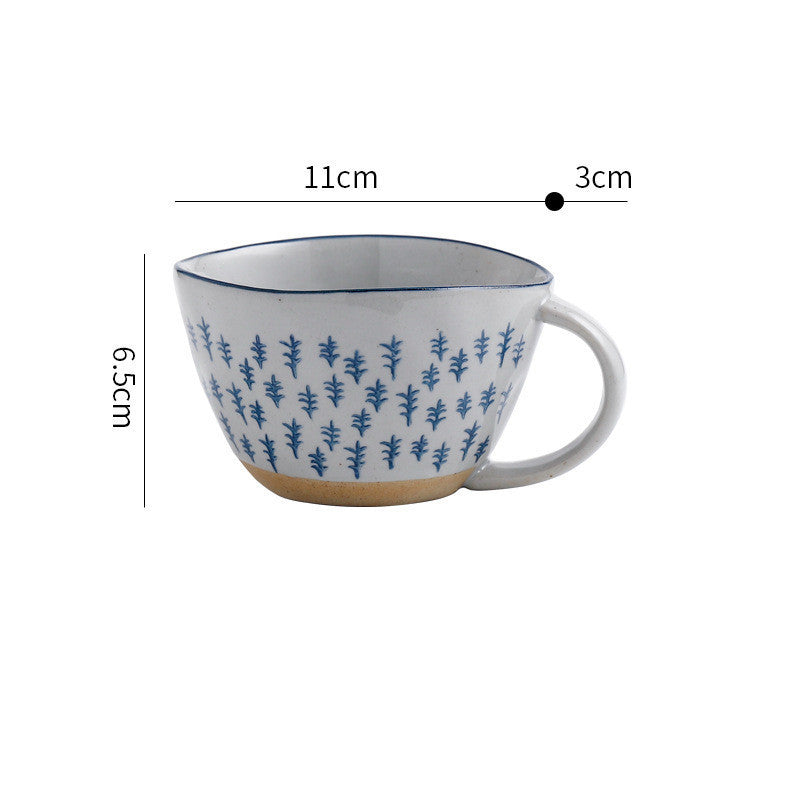 Retro Coffee Cup Ceramic Cup Japanese Garden Tea Cup Water Cup Embossed Stoneware Mug Couple Cup - Walfos® Kitchenware