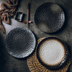 Round Creative Flat Plate Large Size 10 Inch Japanese Simple Dish Plate Japanese Restaurant Ceramic Plate Shallow Plate Rice Plate - Walfos® Kitchenware